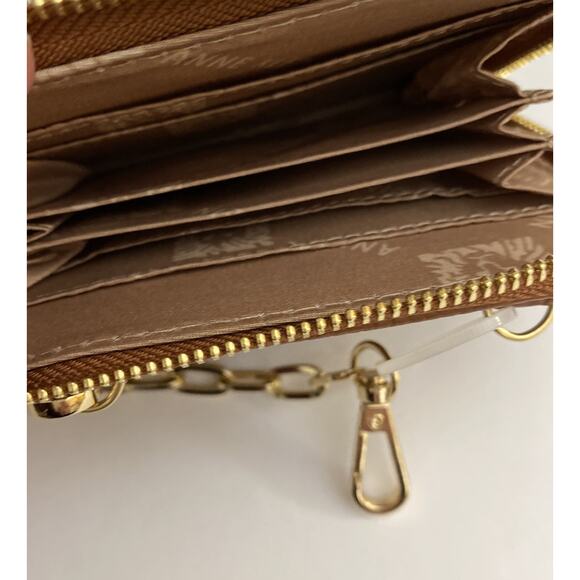 Anne Klein Zip Around Wallet On A Chain, Brown With Gold Accents, NWT - Picture 2 of 5